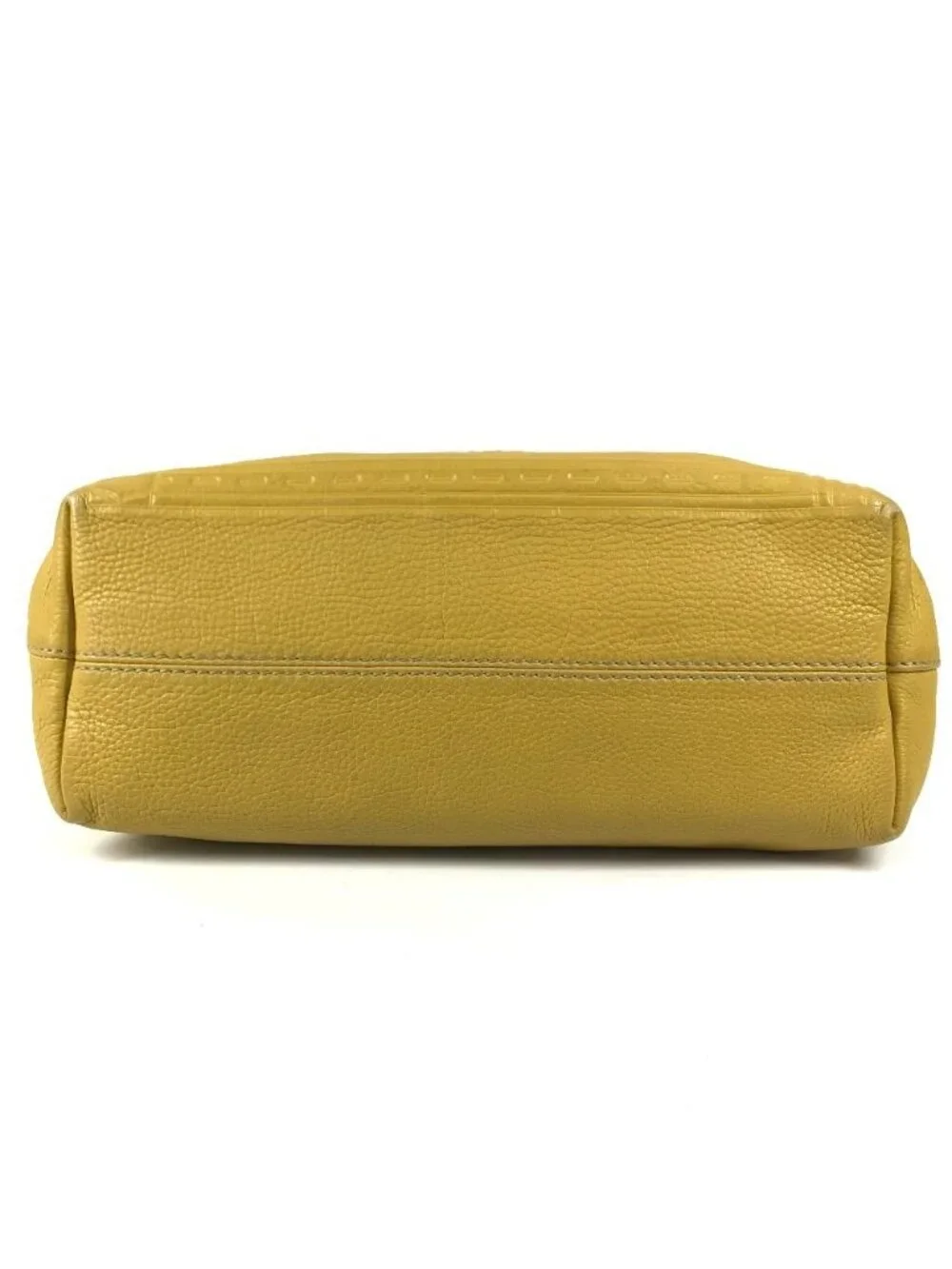 Fendi Shoulder Bag Selleria Logo Horse Pattern Leather Yellow